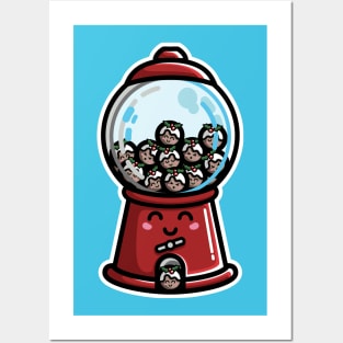 Kawaii Cute Christmas Pudding Gumball Machine Posters and Art